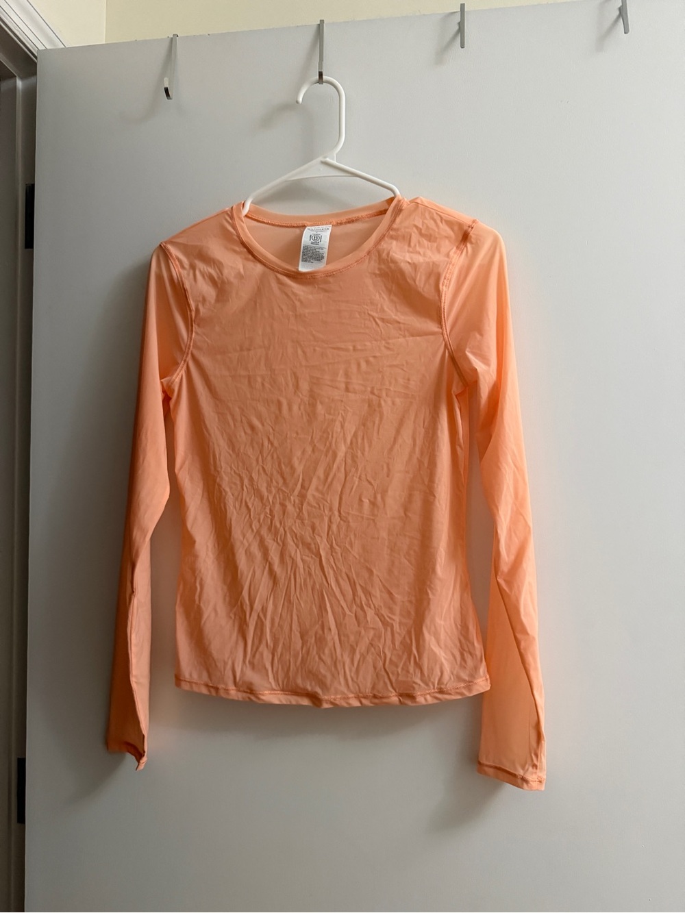 Athleta Size M Apero Mesh Top Sheer Orange Long Sleeve